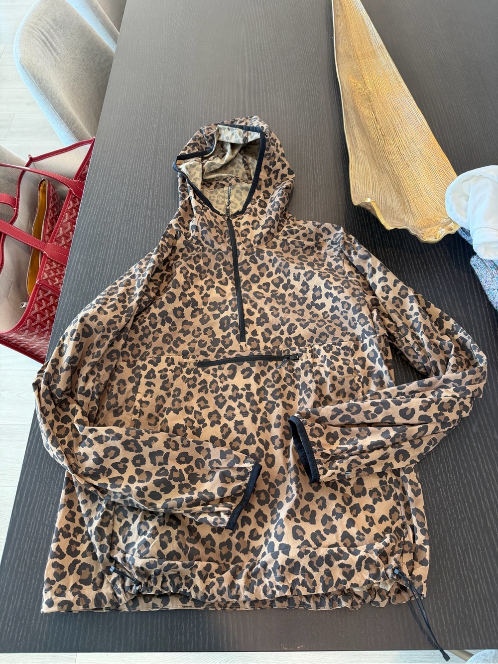 Lululemon Leopard Print Hooded Windbreaker Jacket; never worn
